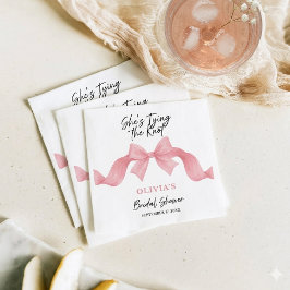 Söt Rosa Slöja Hon Giftar Sig Bröllopsfest Pappersservett