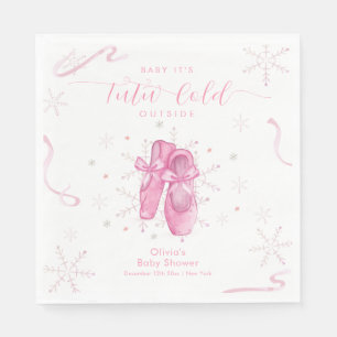 Söt Rosa Snöflinga Ballerina Flicka Bebis Shower Pappersservett