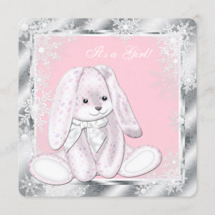 Söt Rosa Snöflinga Vinter Värld Baby Shower Inbjudningar