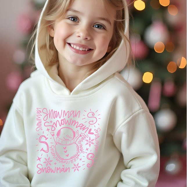 Söt rosa snöman t shirt (Cute pink snowman hoodie sweatshirt for girls.)