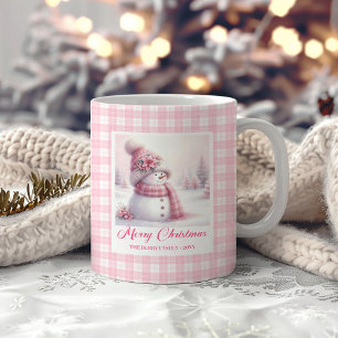 Söt rosa snömannen julmugg vinterpresent för barn kaffemugg