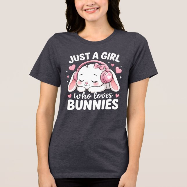 Söt Rosa Sömnig Kanin T Shirt (Framsida)