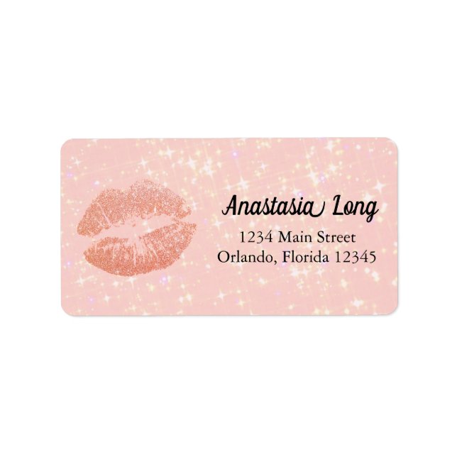 Söt, Rosa Sparkly Kiss Adressetikett (Framsidan)