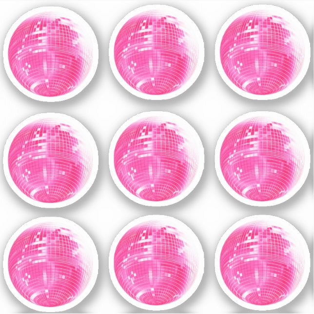 Söt rosa spegelbollsdekal 9-pack klistermärken (Framsida)