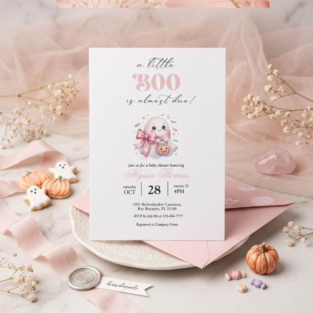Söt Rosa Spök Bebis Baby Shower Inbjudningar (Skapare uppladdad)