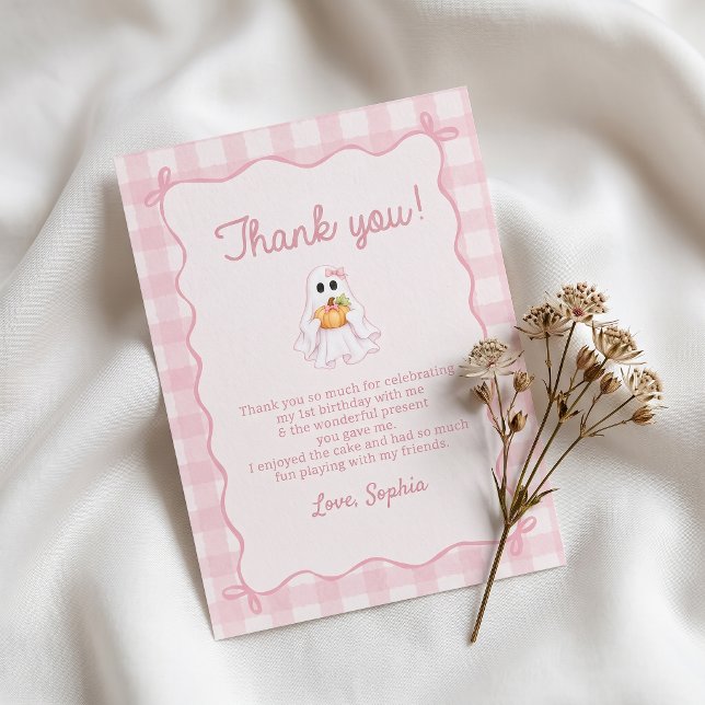 Söt Rosa Spök Halloween Födelsedags Tacksamhetskor Inbjudningar (Skapare uppladdad)