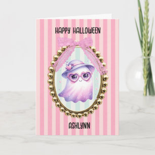 Söt Rosa Spök Halloween Kort