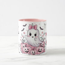 Söt Rosa Spök Halloween Pastell Pumpa Två-Ton