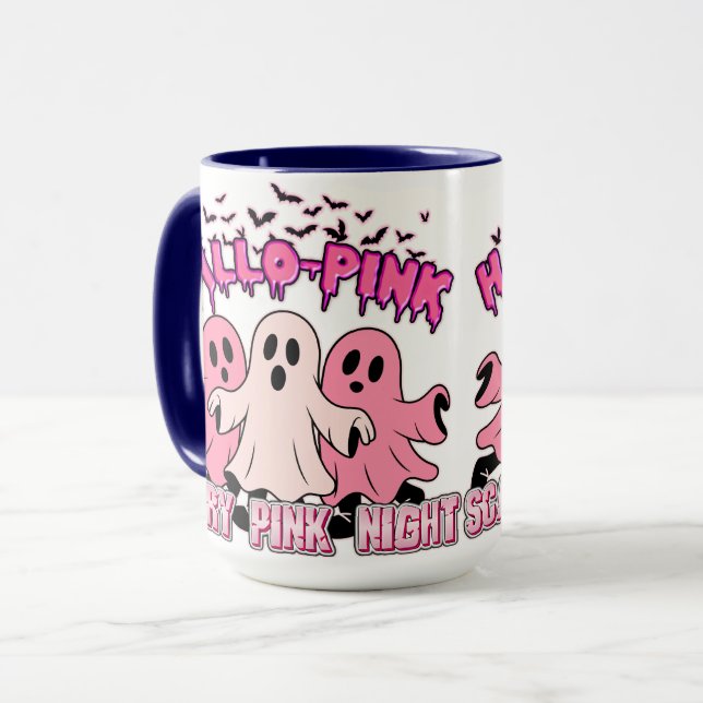 Söt rosa spökkaffekopp för Halloween & höst  Mugg (Framsida vänster)