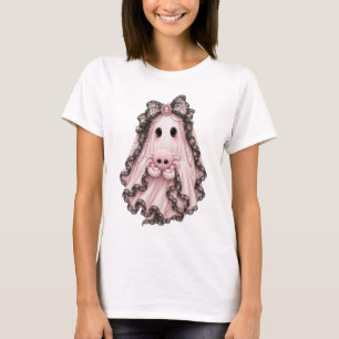 Söt Rosa Spökspindel Halloween T-Shirt Coquett