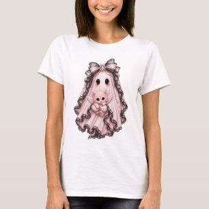 Söt Rosa Spökspindel Halloween T-Shirt Coquett