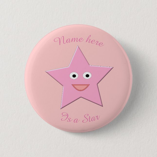 Söt Rosa Star Anpassningsbar Button Knapp (Framsida)