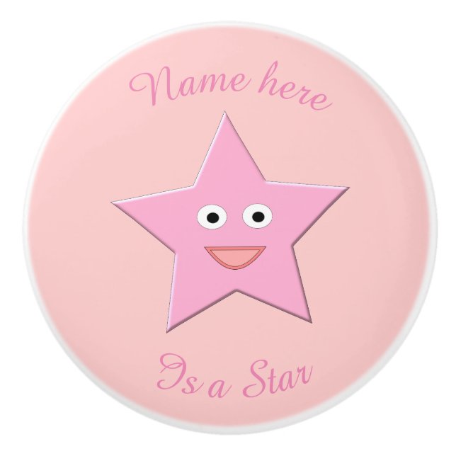 Söt Rosa Star Anpassningsbar Ceramic Knob Knopp (Framsidan)