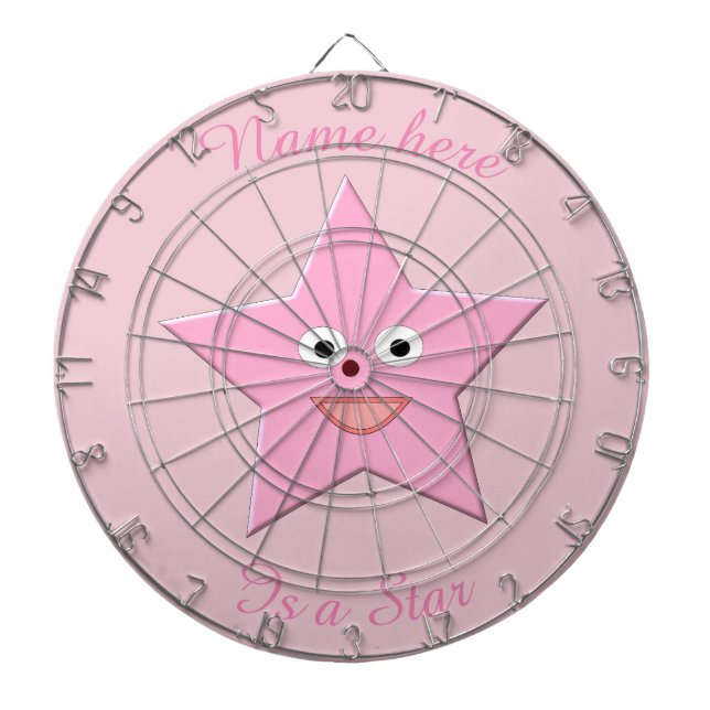 Söt Rosa Star Anpassningsbar Dart Board Piltavla (Framsidan)