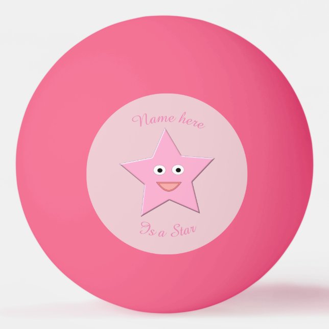 Söt Rosa Star Anpassningsbar Ping Pong Boll (Framsidan)