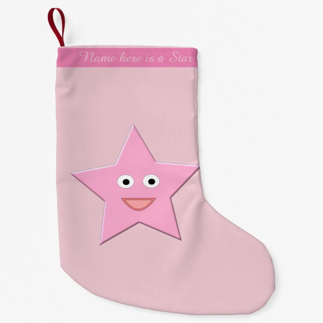 Söt Rosa Star Anpassningsbar Stocking Liten Julstrumpa (Framsidan)