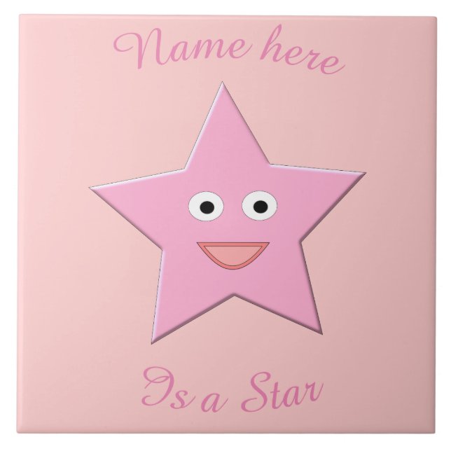 Söt Rosa Star Anpassningsbar Tile Kakelplatta (Framsidan)