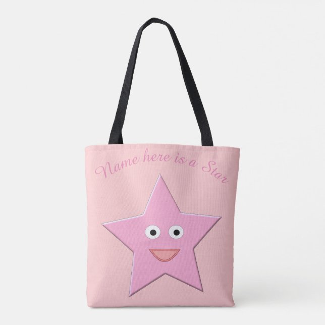 Söt Rosa Star Anpassningsbar Tote Bag Tygkasse (Baksida)