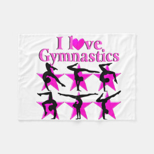 SÖT ROSA STAR GYMNAST FLEECEFILT