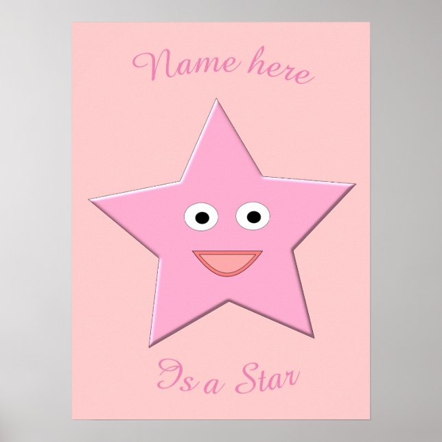 Söt Rosa Star Poster (Framsidan)
