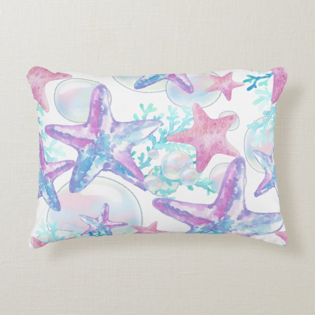 Söt Rosa Starfish Mönster Prydnadskudde (Framsidan)