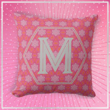 Söt Rosa Stars Geometric Mönster Monogram
