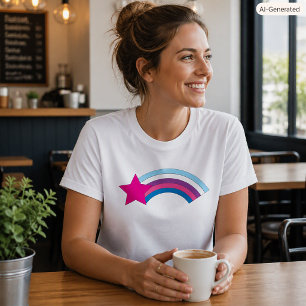Söt rosa stjärna regnbågsillustration t shirt