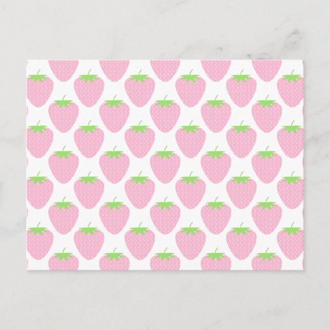 Söt Rosa Strawberry Mönster. Vykort (Framsida)