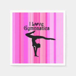 SÖT ROSA STRIPED I KÄRLEK GYMNASTICS NAPKINS PAPPERSSERVETT