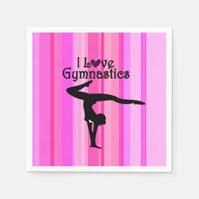 SÖT ROSA STRIPED I KÄRLEK GYMNASTICS NAPKINS PAPPERSSERVETT (Framsidan)