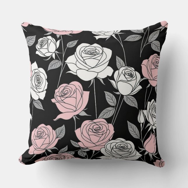Söt rosa Stylized Ro Kudde (Framsida)