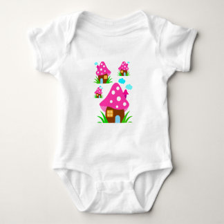 Söt Rosa Svamp Hus och Moln Babyfilt T Shirt