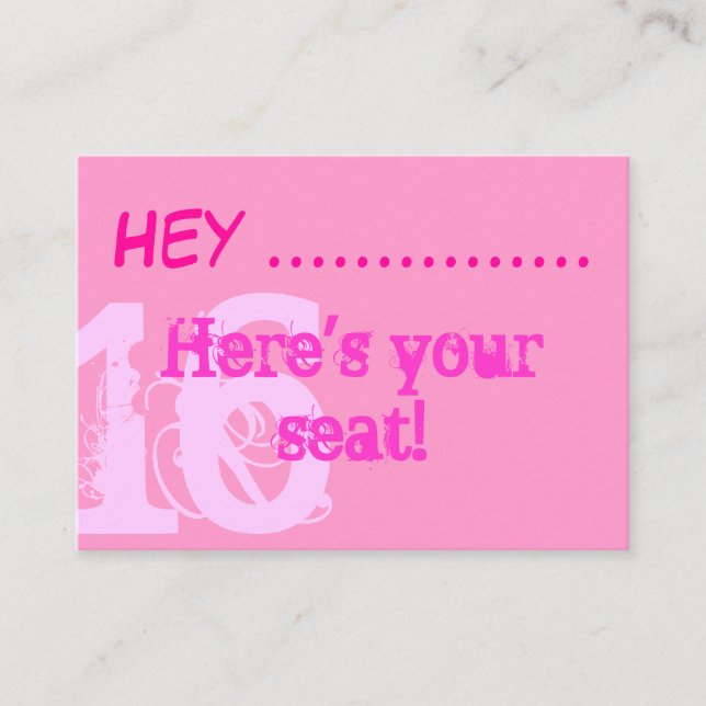 Söt Rosa Sweet 16 party-plakat Placeringskort (Framsida)