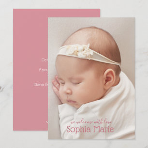Söt Rosa Sweet Baby Photo Tillkännagivande för föd