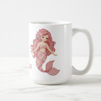 Söt Rosa Syrén Personlig Mermaid Kaffemugg