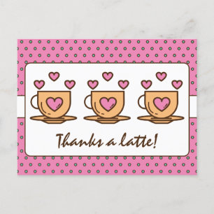 Söt Rosa Tack Så Mycket Kaffe Tack Vykort