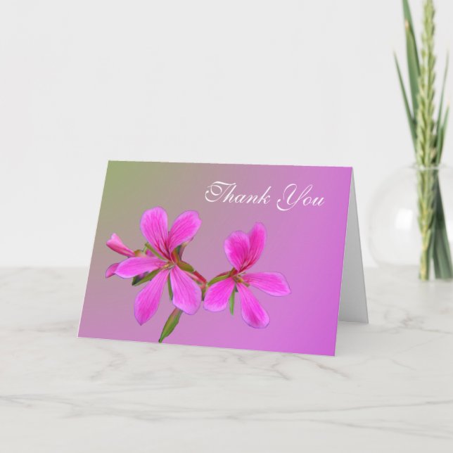 söt rosa tackkort-kort för trädgårdsblommor tack kort (Framsida)
