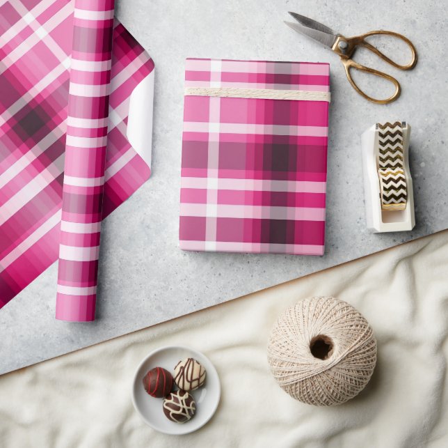 Söt Rosa Tartan Play Presentpapper (Hantverk)