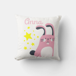 Söt rosa tecknad bunny med namn kudde