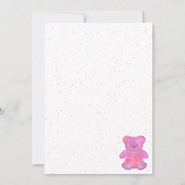 Söt Rosa Teddybjörn Anpassad Inbjudningar (Framsida)