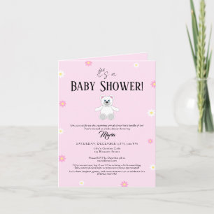 Söt Rosa Teddybjörn Baby Shower Inbjudan