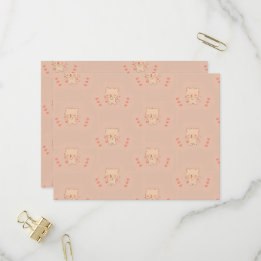 Söt rosa teddybjörn babyflicka dopvites inbjudan vykort