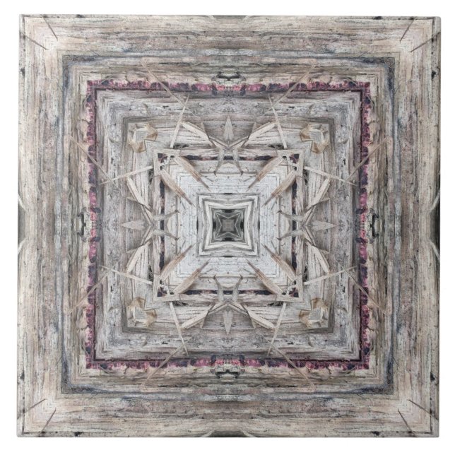 Söt Rosa Tinged Aztec Inspired Mönster Kakelplatta (Framsidan)