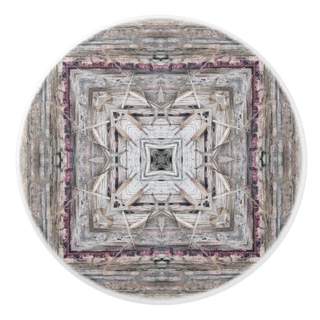 Söt Rosa Tinged Aztec Inspired Mönster Knopp (Framsidan)