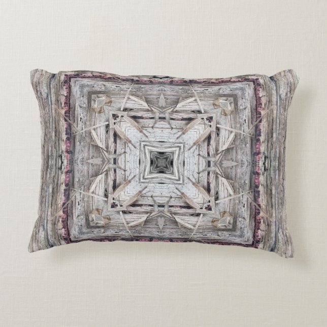 Söt Rosa Tinged Aztec Inspired Mönster Prydnadskudde (Baksidan)