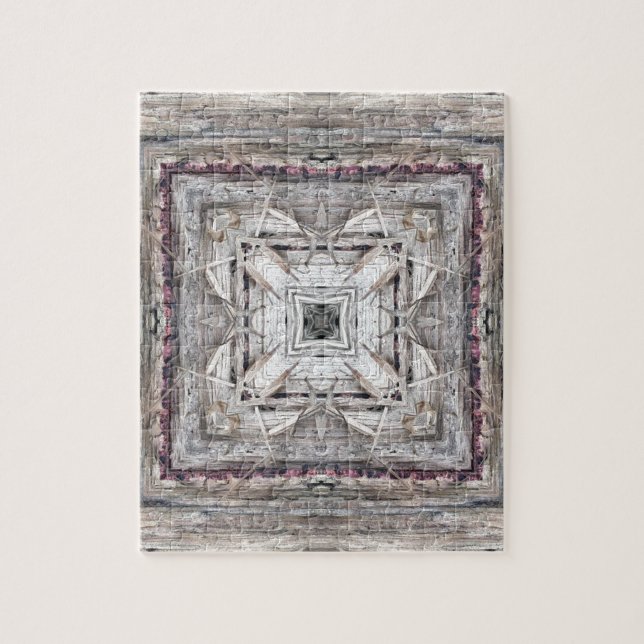 Söt Rosa Tinged Aztec Inspired Mönster Pussel (Vertikal)