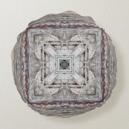 Söt Rosa Tinged Aztec Inspired Mönster Rund Kudde