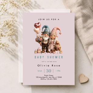 Söt Rosa Tomte Bebis Shower Inbjudningar