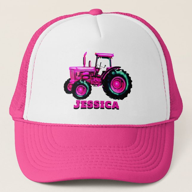 Söt Rosa Tractor Keps (Framsida)