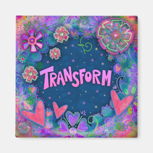 Söt Rosa Transform Roligt Blommigt Inspirief Magnet